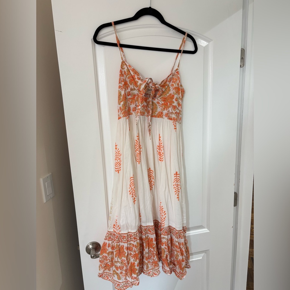 Perry Walker Collective - Callie Midi Dress in Orange White Floral - One Size